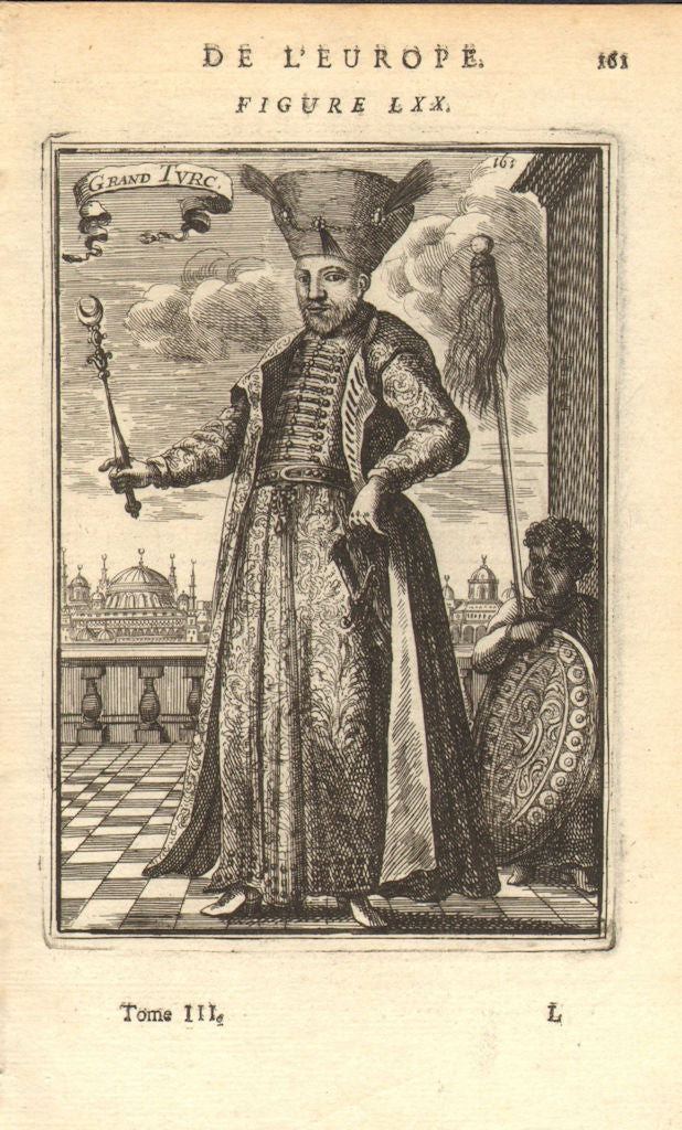 MEHMED IV. Ottoman Sultan. With sword sceptre & shield. Turkey. MALLET 1683